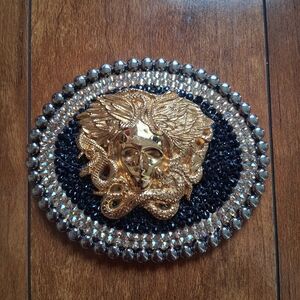 Versace Gold and Black Medusa Belt Buckle